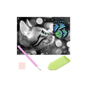 Teemanditikand / mosaiik-pilt 5d diamond painting cat butterfly