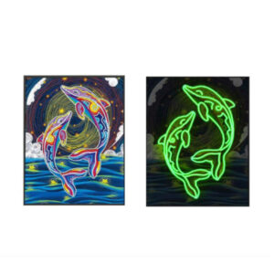Pimedas helendav teemanditikand 5d painting glow dolphins