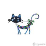 Pross Cat brooch blue