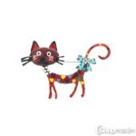 Pross Cat brooch red