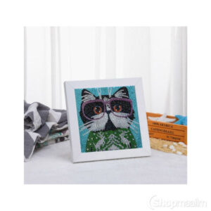 Kristalltikand / mosaiik-pilt Crystal cat with glasses 2