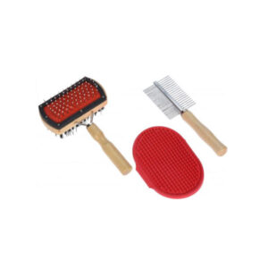 Harjade komplekt lemmikloomadele Dogs cats brush wood/steel 3 pcs