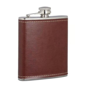 Plasku Hip flask steel with Leather Cover brown 240 ml