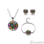 Kaelakee ripatsiga, kõrvarõngad, käevõru Jewelry set flowers 2