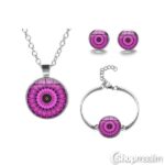 Kaelakee ripatsiga, kõrvarõngad, käevõru Jewelry set purple flower 2