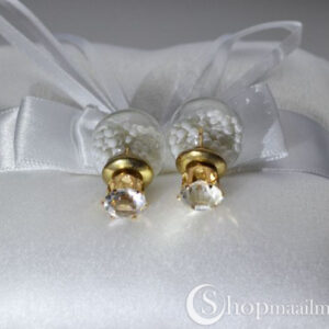 Kahepoolsed kõrvarõngad Little stone double stud earrings 4