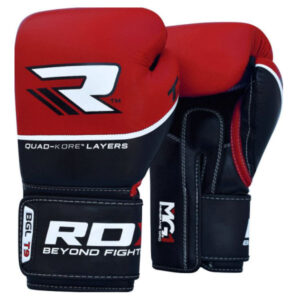 Poksikindad RDX QUAD-KORE Leather Training Gloves – RED 10 oz