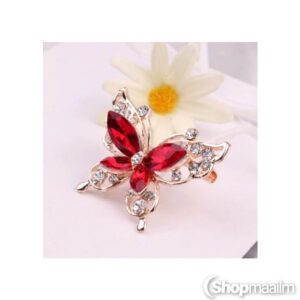 Pross Red butterfly brooch
