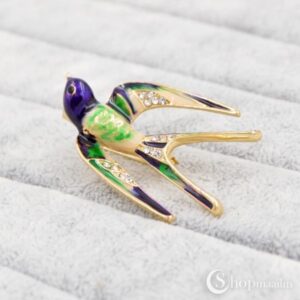 Pross Green bird brooch