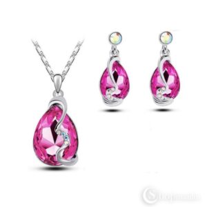 Kaelakee ja kõrvarõngad  Pink crystal set