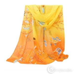 Kaelasall Yellow birds scarf