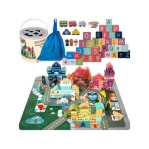 Puidust klotsid Wooden blocks city 100 pcs