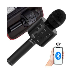 Juhtmevaba karaoke mikrofon koos ümbrisega, Must