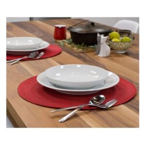 Ümmargune punutud lauamatt, punane