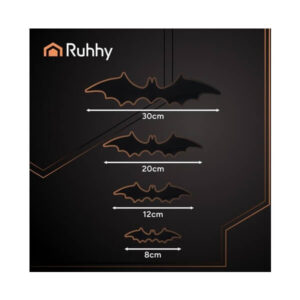 3D šikšnosparniai – 56 vnt. Helovino sienų dekoravimo rinkinys