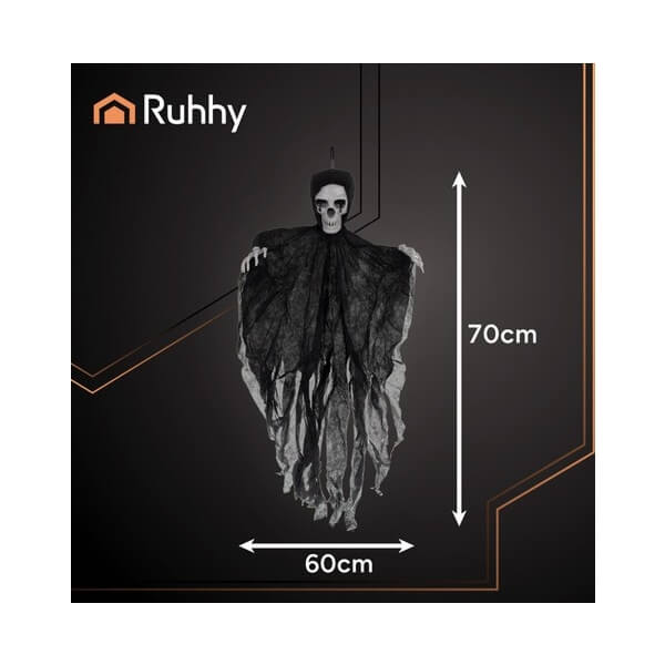 Black hanging skeleton decoration w Pakabinama skeleto dekoracija – juoda, 70 cm