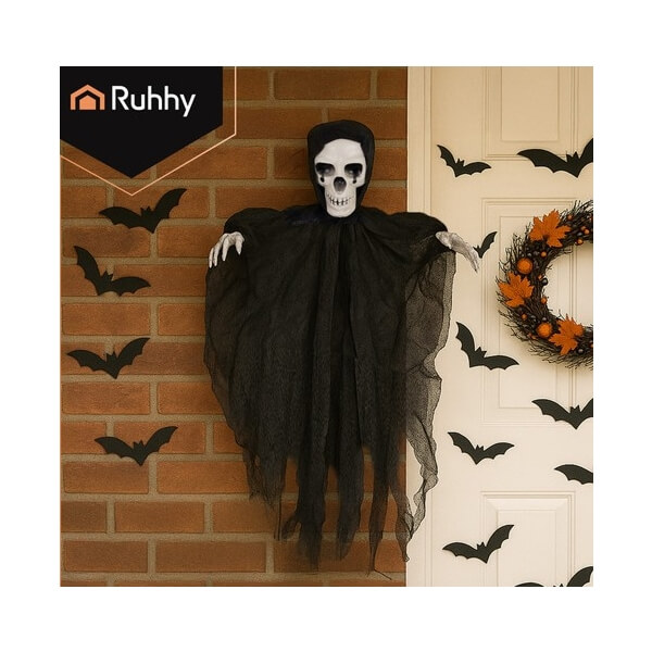 Black hanging skeleton decoration ww Pakabinama skeleto dekoracija – juoda, 70 cm