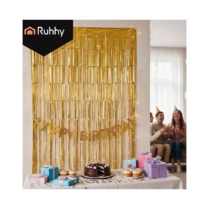 Kuldne dekoratiivkardin 2x1 m – ideaalne pidudeks ja fotosessioonideks!