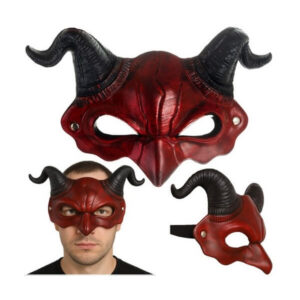 Deemonimask sarvedega – punane/must