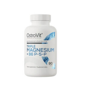 OstroVit Trīskāršais Magnijs + B6 P-5-P 90 kapsulas – enerģijas, muskuļu un nervu sistēmas atbalsts