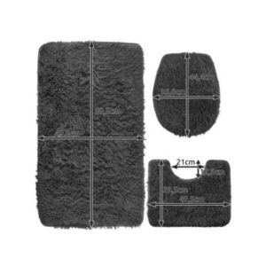 Комплект ковриков для ванной из 3-х частей – серый, противоскользящий, мягкий!