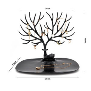 Juvelierizstrādājumu turētājs – aproču, auskaru un kaklarotu organizētājs “Koks” melnā tonī