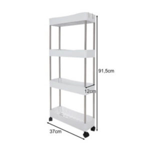 Kilnojamas virtuvės ir vonios kambario stovas su ratukais – 4 aukštų laikymo lentyna