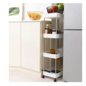 Pārvietojams virtuves un vannas istabas plaukts uz riteņiem – 4 stāvu uzglabāšanas plaukts