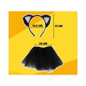 Must kassikostüüm tüdrukutele – 7-osaline komplekt