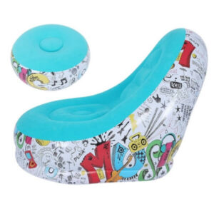 Ilmatäytteinen tuoli jalkatuella + pumppu 