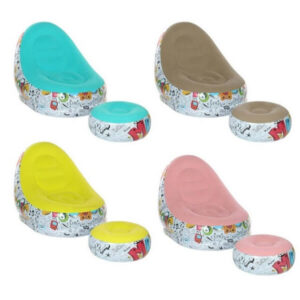 Ilmatäytteinen tuoli jalkatuella + pumppu 