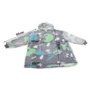 Тёплый светящийся детский флисовый худи 2-в-1 – серый с динозаврами