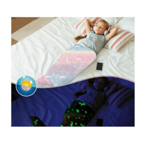 Merenneidon pyrstöpeitto hohtavilla kuvioilla – lämmin ja pehmeä makuupussi tytöille