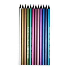 Metallikvärvipliiatsid – ümmargused, pehmed, metalliktoonid – 12 tk