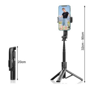 Selfie stick with tripod + Bluetooth remote (90 cm)
