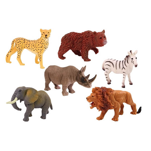 Set of 6 Wild Animal Figurines w 1 Комплект из 6 фигурок животных