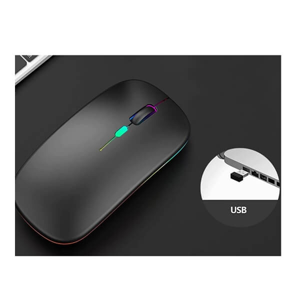 Slim 2.4 ghz bluetooth control optical mouse Black www 1 Plāna 2.4 GHz Bluetooth vadāma optiskā pele – melna