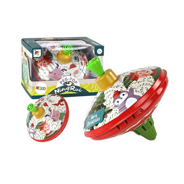 Traditional Metal Spinning Top Santa Claus Theme 1 Perinteinen metallinen pyörivä lelu – jouluteemainen