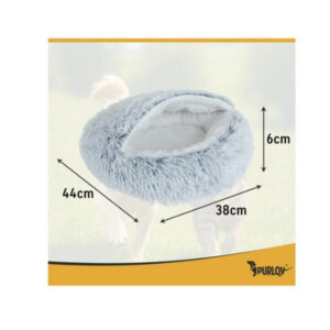 Plush Purlov cat/dog bed – soft, non-slip, and comfortable covered bed (44×38×6 cm)