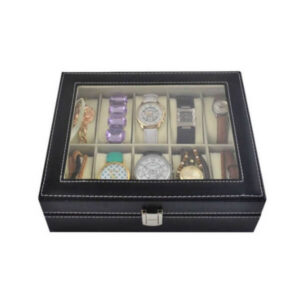 Pulksteņu un aksesuāru organizators – 10 nodalījumi, melns