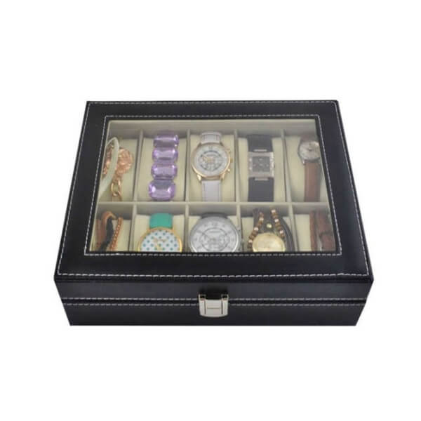 Organizer for watches w1 1 Pulksteņu un aksesuāru organizators – 10 nodalījumi, melns