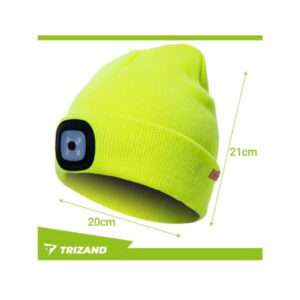 Talvemüts USB-LED-taskulambiga – neoonkollane