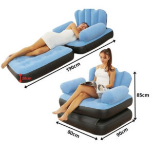 2in1 puhallettava sohva-nojatuoli / lepotuoli selkänojalla ja käsinojilla