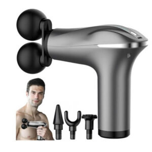 Массажный пистолет для спины, тела и ног — мощный массаж мышц (4 насадки)