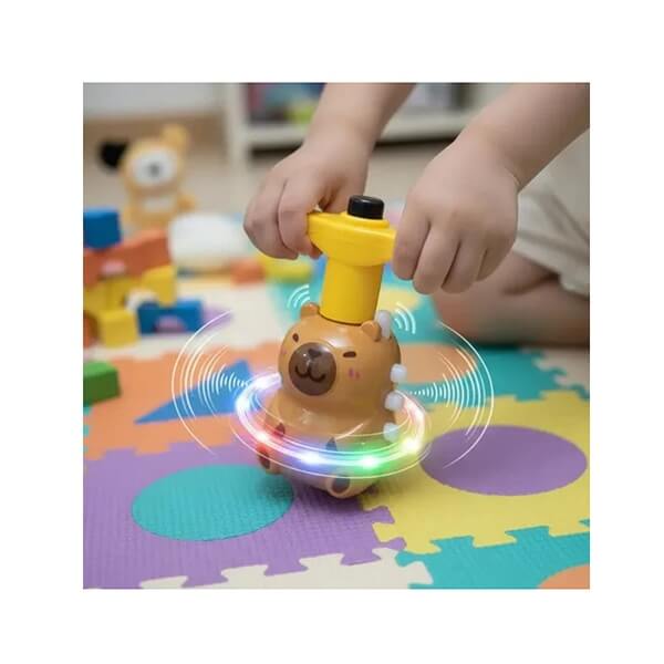 Capybara Spinning Top Interactive LED Lights Melodies 12.5 CM w1 1 Kapibaara vurr LED-tulede ja meloodiatega – interaktiivne