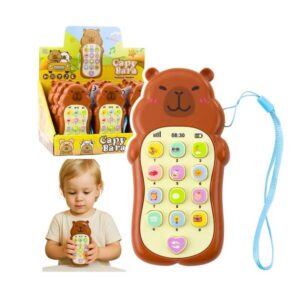 Laste hariv telefon kapibaara kujuline – valgus-, heli- ja muusikaefektidega (pruun)