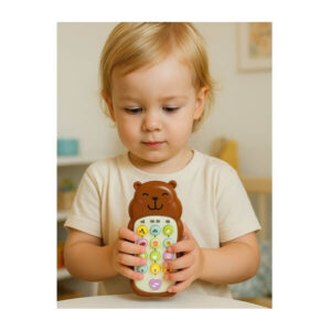 Children's educational phone in the shape of a capybara – with light, sound, and music effects (brown)