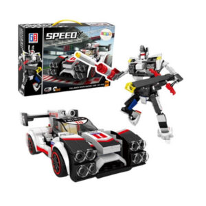 Konstruktor - Ehitusklotside komplekt – sportauto ja robot 2in1, valge, 341 osa