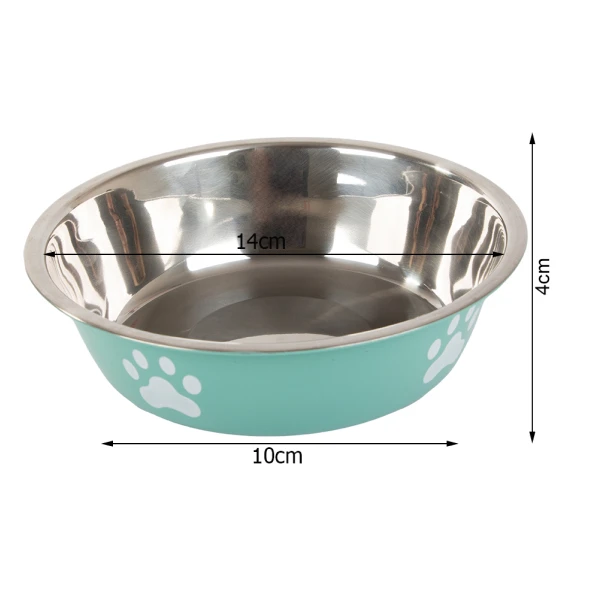 Dog cat food water bowl metal anti-slip pot 250ml w 11x Metallinen ruoka- ja vesikippo koiralle ja kissalle, liukumaton – 250 ml