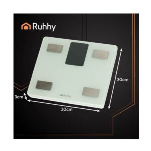 RUHHY analytical bathroom scale with LCD display — white, up to 226 kg